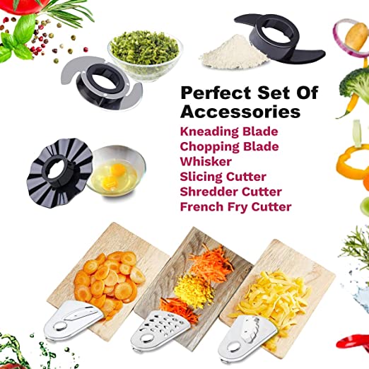 INALSA Food Processor/ Atta Kneader/ Chopper Easy Prep- 800 Watts| 1.4 L Main Bowl Capacity | 2 Speed Setting with Pulse Function|7 Accessories(Black) INALSA Food Processor/ Atta Kneader/ Chopper Easy Prep- 800 Watts| 1.4 L Main Bowl Capacity | 2 Speed Setting with Pulse Function|7 Accessories(Black)